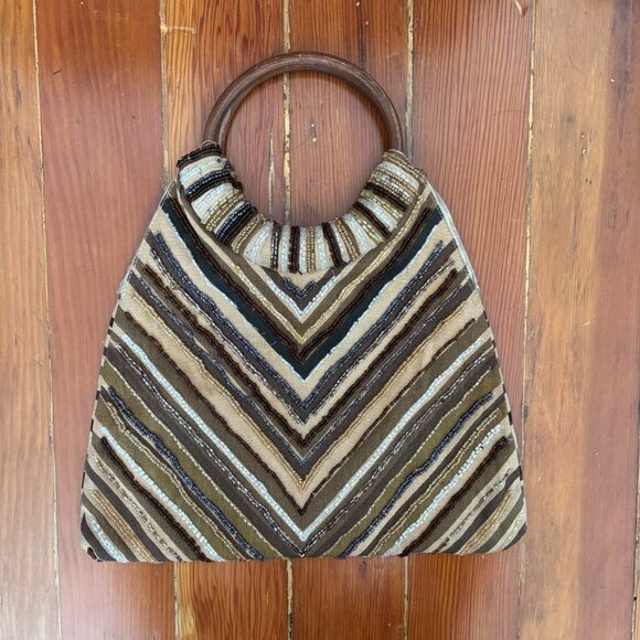 60s-70s vintage boho beaded handbag St. Bernard for Dunnes Stores - Picture 1 of 6